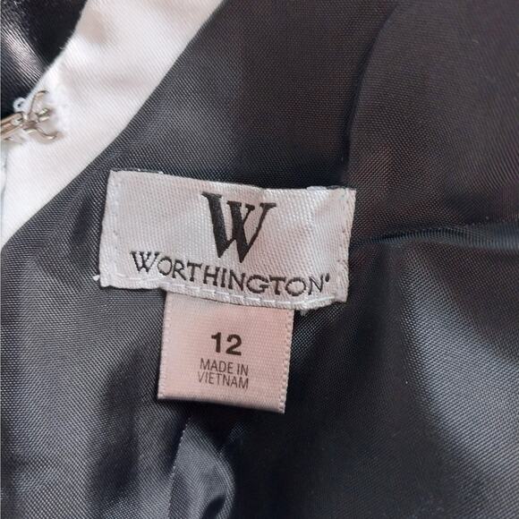 WORTHINGTON! BLACK & WHITE GEOMETRIC SLEEVELESS SHIFT STYLE DRESS! SZ 12 - Picture 6 of 8